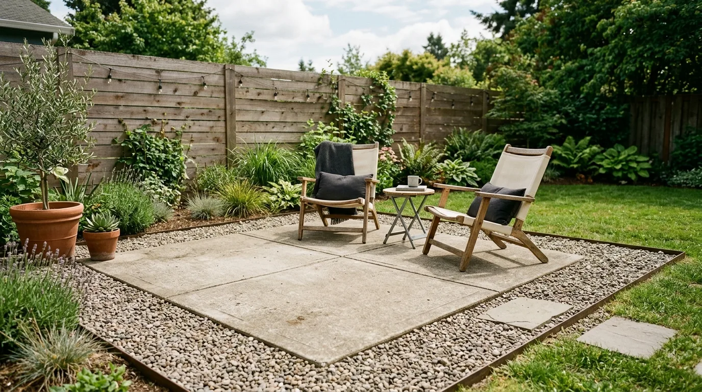 Concrete Patio With Gravel Border